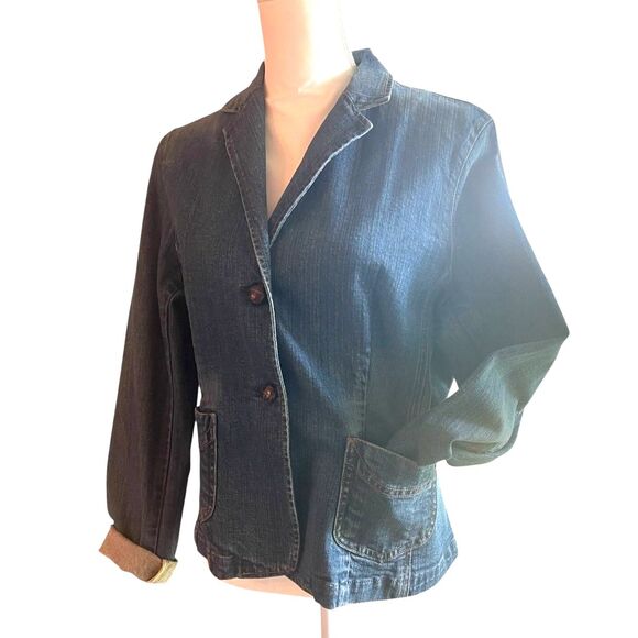 Vintage GAP Y2K Jean Jacket Size 14 Stretch Denim Classic Preppy Coastal Grandma - Picture 6 of 15